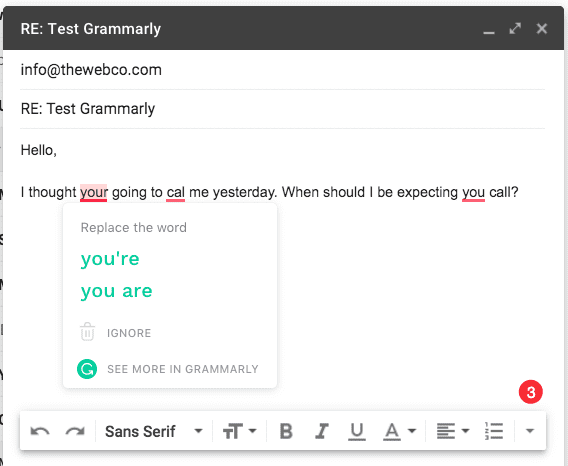 Grammarly Gmail Test