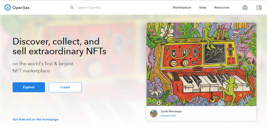 Opensea.io Homepage