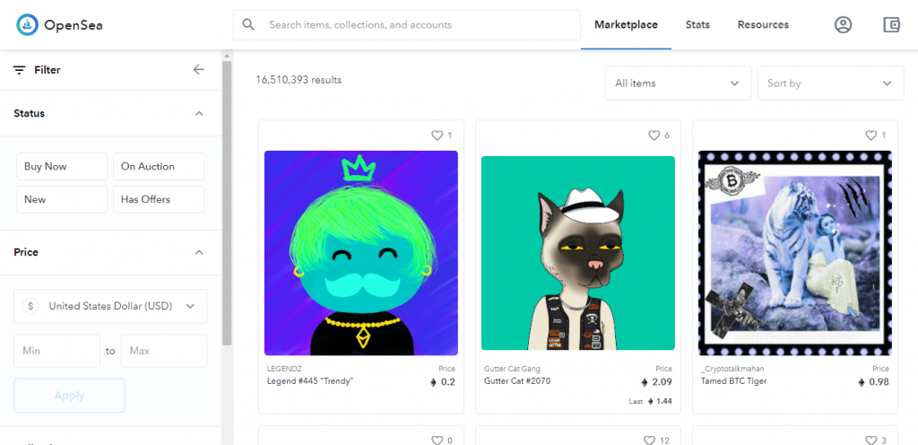 Opensea.io NFT Catalog