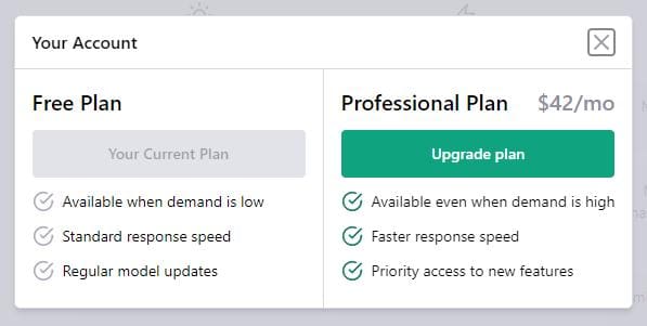 ChatGPT Old Pricing